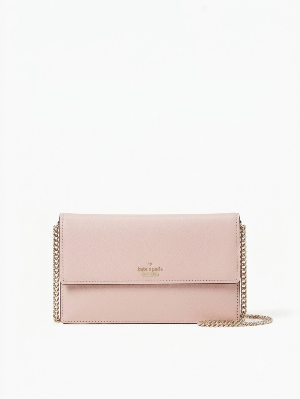 kate spade Morgan Flap Chain Wallet Crossbody In Light Pink Saffiano Leather